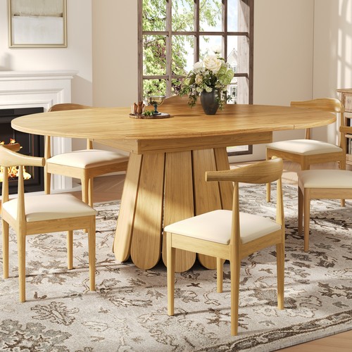 Round extendable dining table - round,