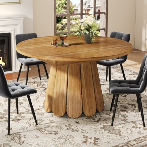 Round extendable dining table - round,