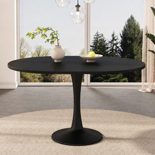 Black modern extendable - extendable, dining