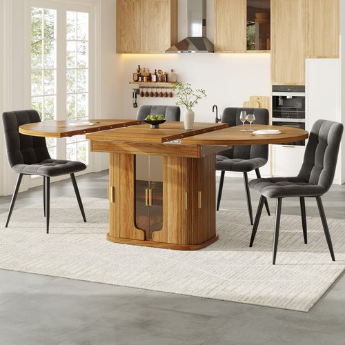 Extendable round oval dining - round,