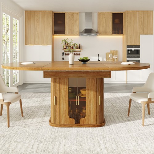 Extendable round dining - dining, table