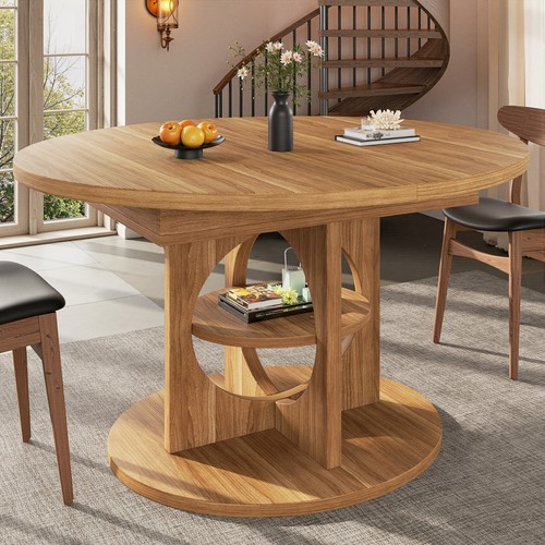 Extendable round dining table - round,