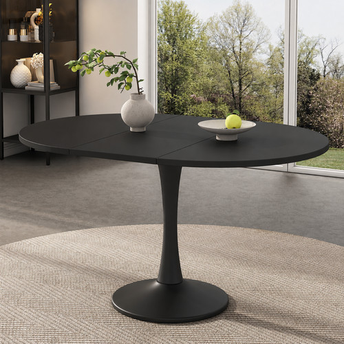 Black extendable dining table - extendable,