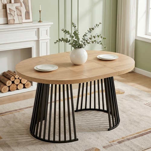 Extendable round dining table - round,