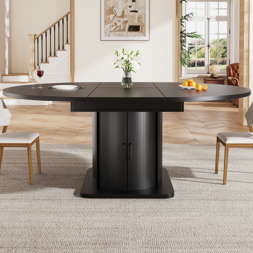 Round extendable dining table - round,