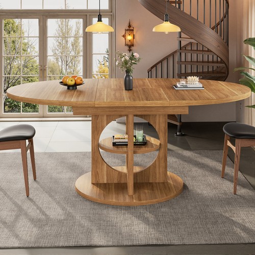 Round extendable dining table - round,