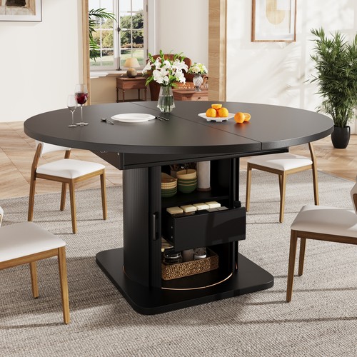 Extendable round oval dining - round/oval,