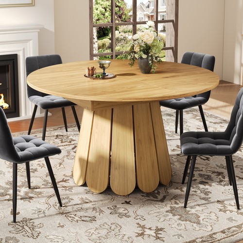 Round extendable dining table - dining,