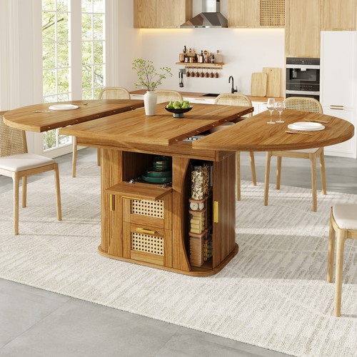 Round extendable dining table - extendable,