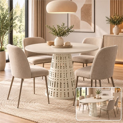 Extendable round dining table - round,